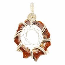 Load image into Gallery viewer, Silver wire wrapped  Knobcone Pinecone Dream Catcher pendant