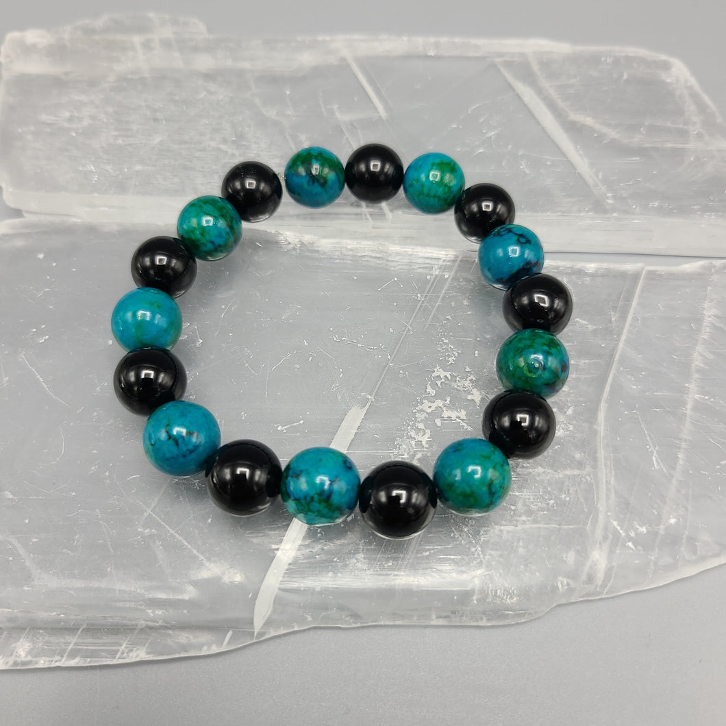 Chrysocolla & Black Onyx bead bracelet