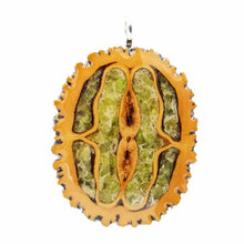 Load image into Gallery viewer, Large Black Walnut Glow pendant with Genuine Peridot Chip Inlay