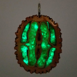 Large Black Walnut Glow pendant with Genuine Peridot Chip Inlay